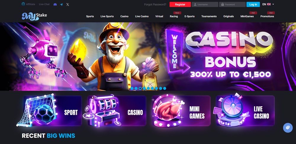 MyStake casino homepage en
